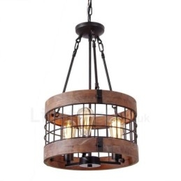 3 tambor de luz vintage lustre de madeira industrial vento loft madeira linear pingente iluminação