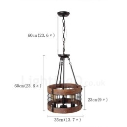 3 tambor de luz vintage lustre de madeira industrial vento loft madeira linear pingente iluminação