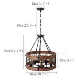 5 tambor de luz vintage lustre de madeira industrial vento loft madeira linear pingente iluminação