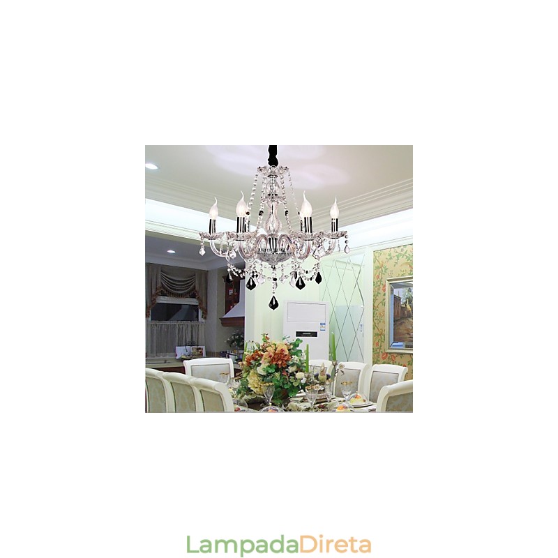 Lustre de luxo com 6 luzes em destaque