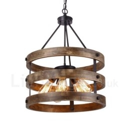 5 tambor de luz vintage lustre de madeira industrial vento loft madeira linear pingente iluminação