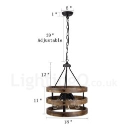 5 tambor de luz vintage lustre de madeira industrial vento loft madeira linear pingente iluminação