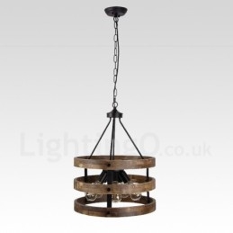 5 tambor de luz vintage lustre de madeira industrial vento loft madeira linear pingente iluminação