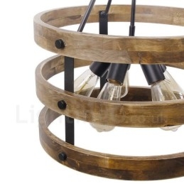 5 tambor de luz vintage lustre de madeira industrial vento loft madeira linear pingente iluminação