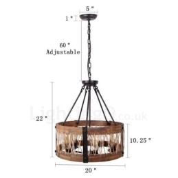 5 tambor de luz vintage lustre de madeira industrial vento loft madeira linear pingente iluminação