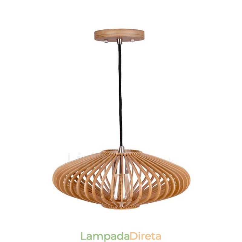 1 Lanterna de Luz Vintage Lustre de Madeira Industrial Vento Loft Madeira Linear Pendente Iluminação