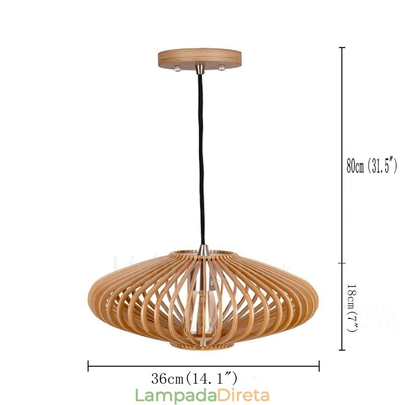 1 Lanterna de Luz Vintage Lustre de Madeira Industrial Vento Loft Madeira Linear Pendente Iluminação