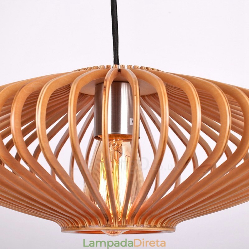 1 Lanterna de Luz Vintage Lustre de Madeira Industrial Vento Loft Madeira Linear Pendente Iluminação