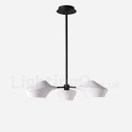 Lustre Retro Linear 3 Luzes com Abajures Acrílicos Garagem Externa