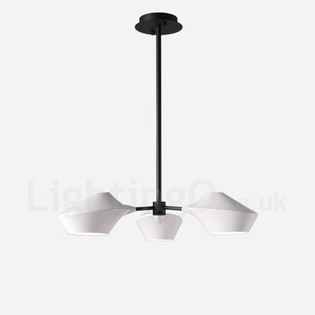 Lustre Retro Linear 3 Luzes com Abajures Acrílicos Garagem Externa Lustre Retro Linear 3 Luzes com Abajures Acrílicos Garagem Externa