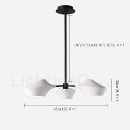 Lustre Retro Linear 3 Luzes com Abajures Acrílicos Garagem Externa