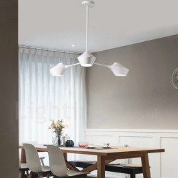 Lustre Retro Linear 3 Luzes com Abajures Acrílicos Garagem Externa