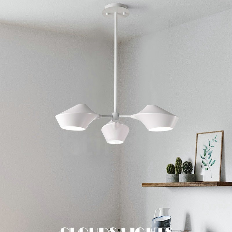 Lustre Retro Linear 3 Luzes com Abajures Acrílicos Garagem Externa
