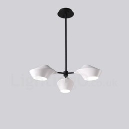 Lustre Retro Linear 3 Luzes com Abajures Acrílicos Garagem Externa