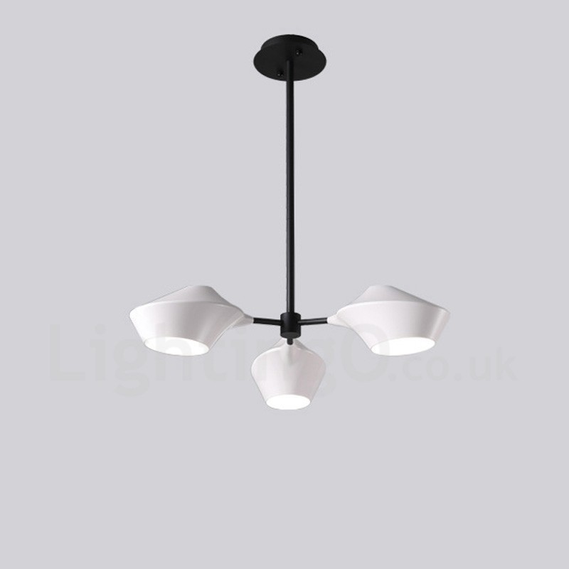 Lustre Retro Linear 3 Luzes com Abajures Acrílicos Garagem Externa