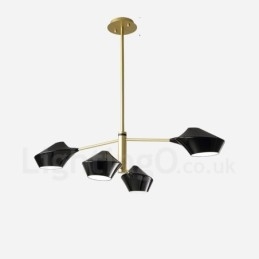 Lustre retrô linear de dois níveis, 4 luzes, com cúpulas de acrílico, para áreas externas, garagem