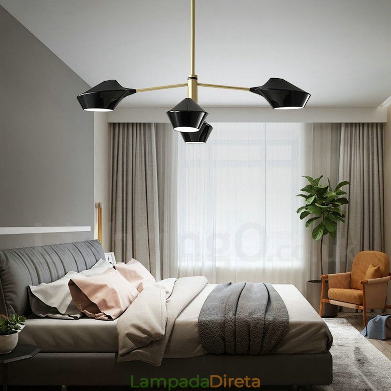 Lustre retrô linear de dois níveis, 4 luzes, com cúpulas de acrílico, para áreas externas, garagem