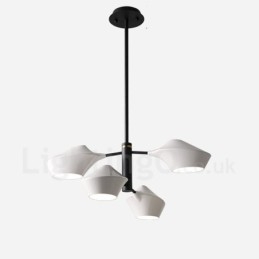 Lustre retrô linear de dois níveis, 4 luzes, com cúpulas de acrílico, para áreas externas, garagem