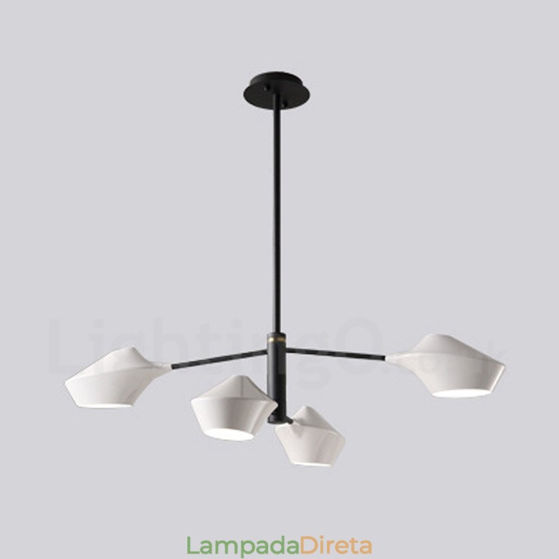Lustre retrô linear de dois níveis, 4 luzes, com cúpulas de acrílico, para áreas externas, garagem