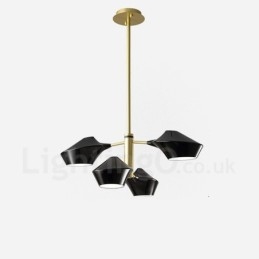 Lustre retrô linear de dois níveis, 4 luzes, com cúpulas de acrílico, para áreas externas, garagem