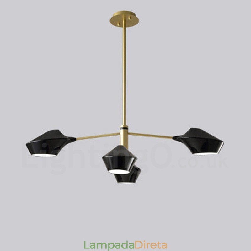 Lustre retrô linear de dois níveis, 4 luzes, com cúpulas de acrílico, para áreas externas, garagem