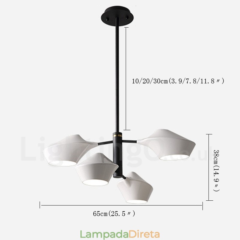 Lustre retrô linear de dois níveis, 4 luzes, com cúpulas de acrílico, para áreas externas, garagem