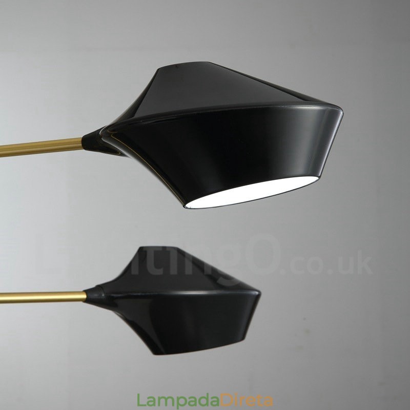Lustre retrô linear de dois níveis, 4 luzes, com cúpulas de acrílico, para áreas externas, garagem