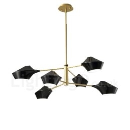 Lustre retrô linear multicolorido de 2 níveis, 6 luzes com abajures de acrílico, garagem ao ar livre