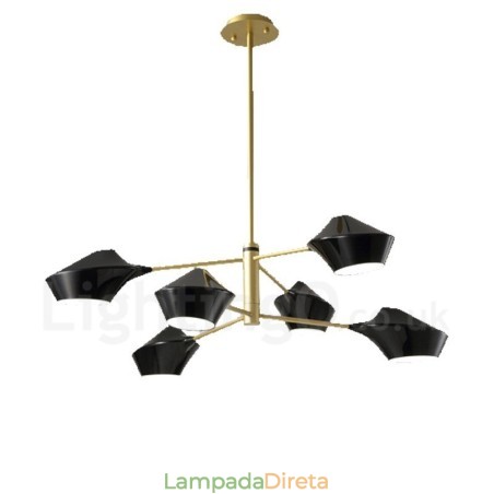 Lustre retrô linear multicolorido de 2 níveis, 6 luzes com abajures de acrílico, garagem ao ar livre Lustre retrô linear multicolorido de 2 níveis, 6 luzes com abajures de acrílico, garagem ao ar livre
