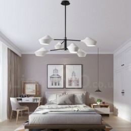 Lustre retrô linear multicolorido de 2 níveis, 6 luzes com abajures de acrílico, garagem ao ar livre