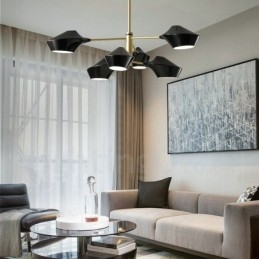 Lustre retrô linear multicolorido de 2 níveis, 6 luzes com abajures de acrílico, garagem ao ar livre