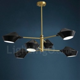 Lustre retrô linear multicolorido de 2 níveis, 6 luzes com abajures de acrílico, garagem ao ar livre