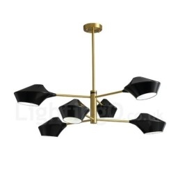 Lustre retrô linear multicolorido de 2 níveis, 6 luzes com abajures de acrílico, garagem ao ar livre