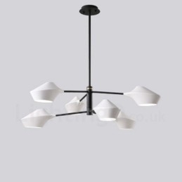 Lustre retrô linear multicolorido de 2 níveis, 6 luzes com abajures de acrílico, garagem ao ar livre