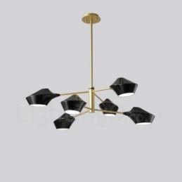 Lustre retrô linear multicolorido de 2 níveis, 6 luzes com abajures de acrílico, garagem ao ar livre