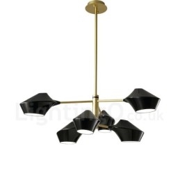 Lustre retrô linear multicolorido de 2 níveis, 6 luzes com abajures de acrílico, garagem ao ar livre
