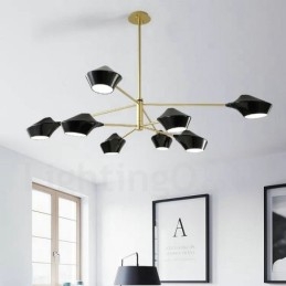 Lustre retrô linear de duas camadas multicoloridas, 8 luzes com abajures de acrílico, garagem ao ar livre