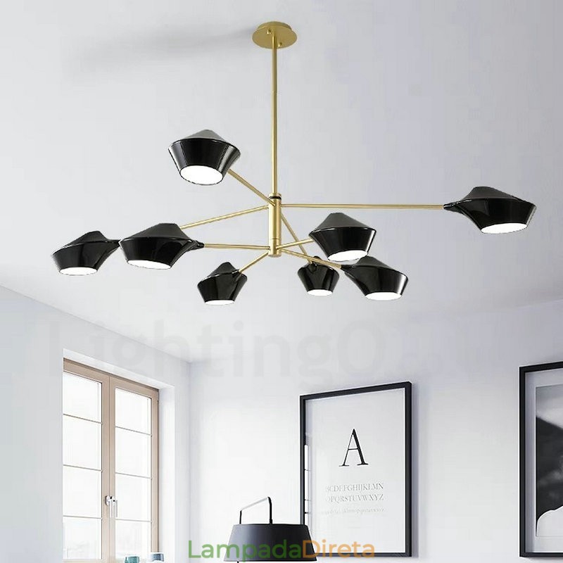 Lustre retrô linear de duas camadas multicoloridas, 8 luzes com abajures de acrílico, garagem ao ar livre