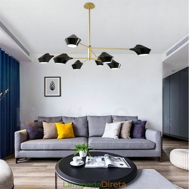 Lustre retrô linear de duas camadas multicoloridas, 8 luzes com abajures de acrílico, garagem ao ar livre