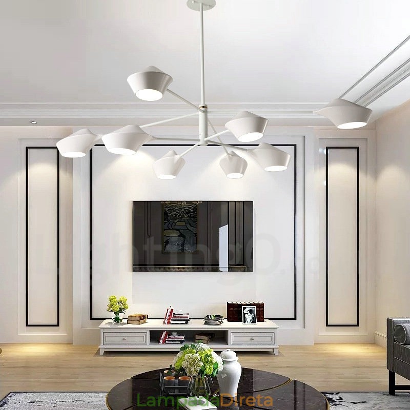 Lustre retrô linear de duas camadas multicoloridas, 8 luzes com abajures de acrílico, garagem ao ar livre