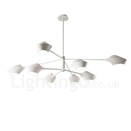 Lustre retrô linear de duas camadas multicoloridas, 8 luzes com abajures de acrílico, garagem ao ar livre