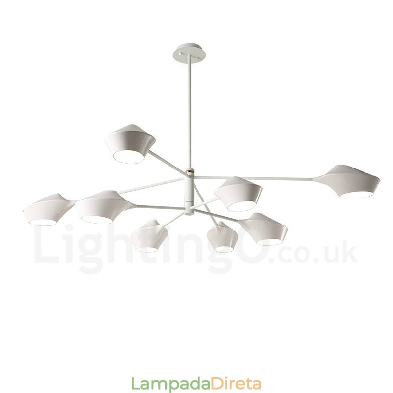 Lustre retrô linear de duas camadas multicoloridas, 8 luzes com abajures de acrílico, garagem ao ar livre
