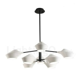 Lustre retrô linear de duas camadas multicoloridas, 8 luzes com abajures de acrílico, garagem ao ar livre