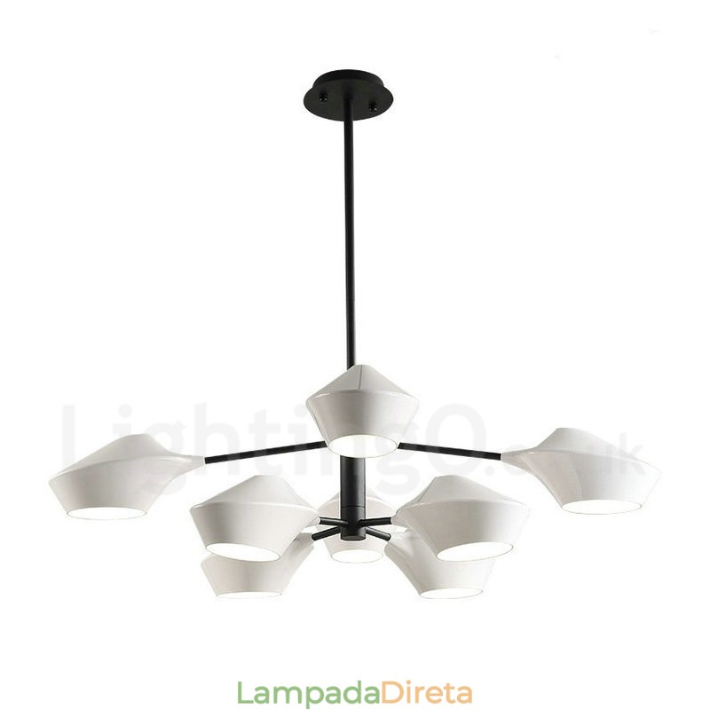 Lustre retrô linear de duas camadas multicoloridas, 8 luzes com abajures de acrílico, garagem ao ar livre
