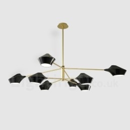 Lustre retrô linear de duas camadas multicoloridas, 8 luzes com abajures de acrílico, garagem ao ar livre