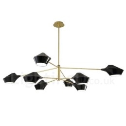 Lustre retrô linear de duas camadas multicoloridas, 8 luzes com abajures de acrílico, garagem ao ar livre