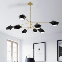Lustre retrô linear de duas camadas multicoloridas, 8 luzes com abajures de acrílico, garagem ao ar livre