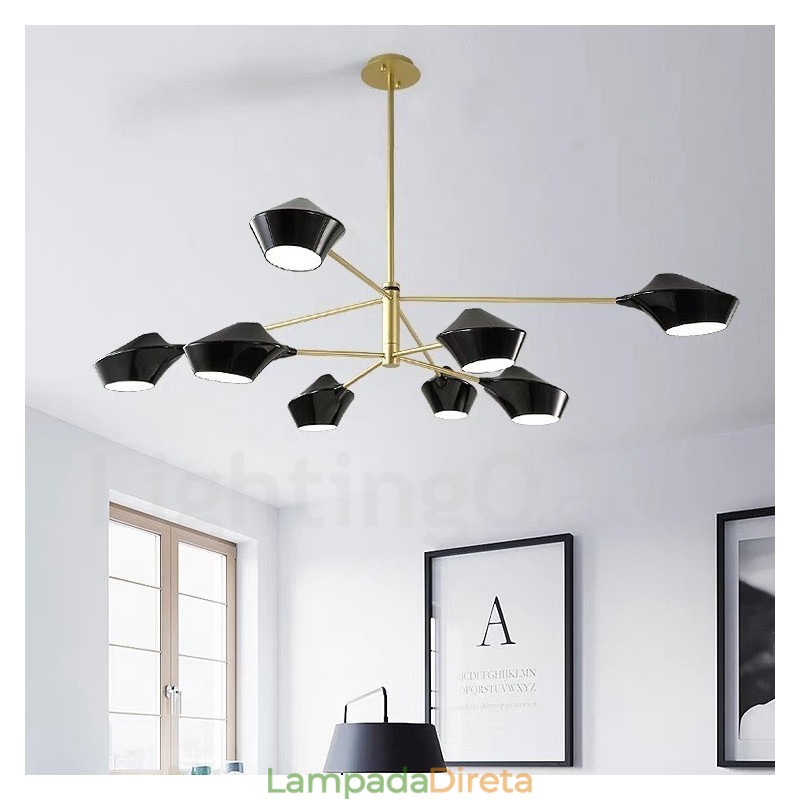 Lustre retrô linear de duas camadas multicoloridas, 8 luzes com abajures de acrílico, garagem ao ar livre