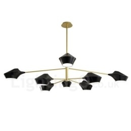 Lustre retrô linear de duas camadas multicoloridas, 8 luzes com abajures de acrílico, garagem ao ar livre