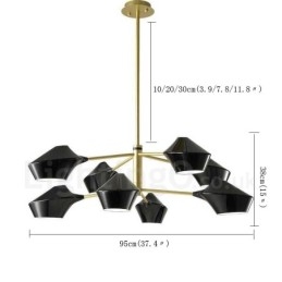 Lustre retrô linear de duas camadas multicoloridas, 8 luzes com abajures de acrílico, garagem ao ar livre